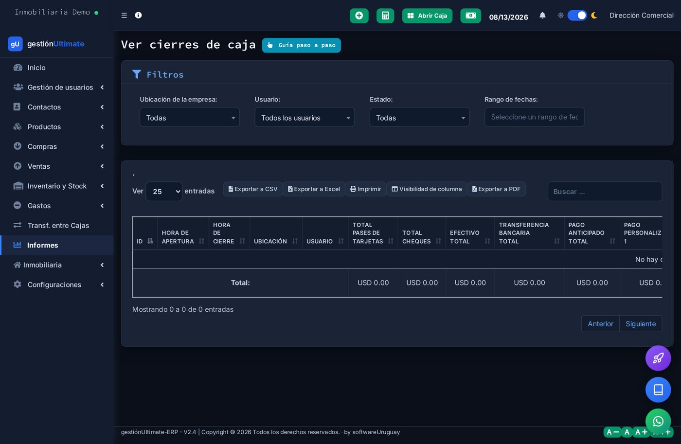 Cierres de caja
