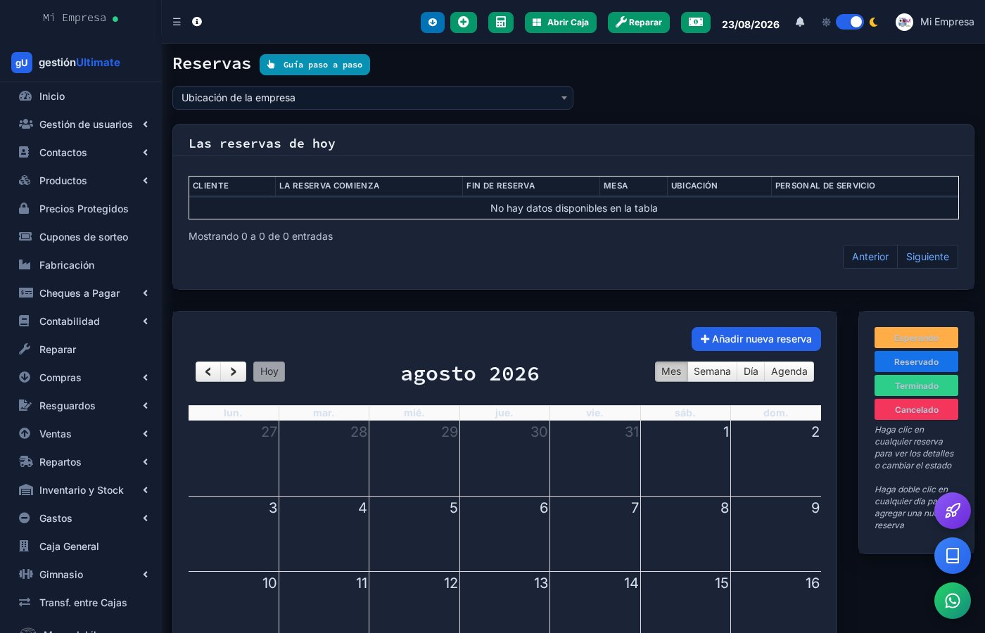 Agenda de reservas y citas
