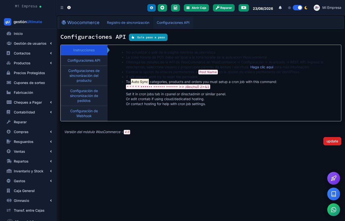 Configuraciones API de WooCommerce: instrucciones de conexión